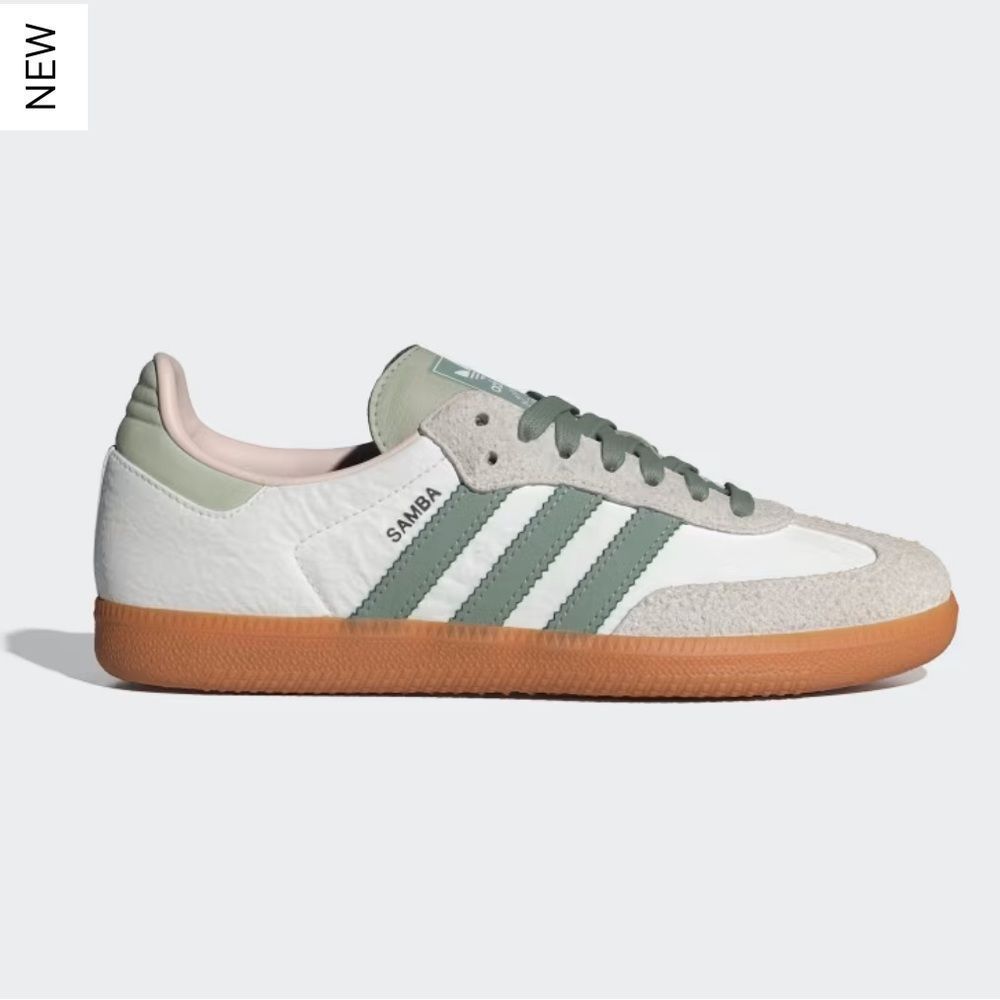 Worn once !! Adidas Samba OG W Cloud White Silver Green Size Women’s 6.5